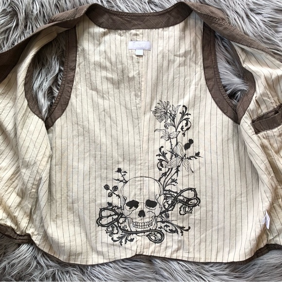 Vintage y2k Utility Dark Academia Brown Plaid Vest, Size L - Picture 3 of 7